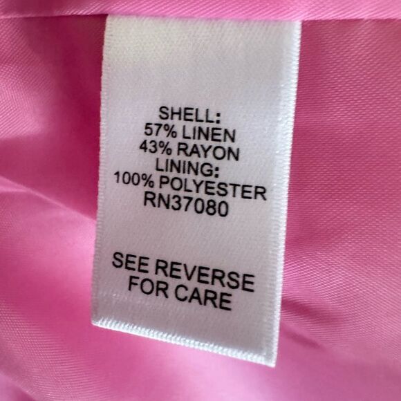 Cato Women’s Pink Linen Blend Pleated Blazer Jacket Sz 18/20W Barbiecore Career - Picture 7 of 8